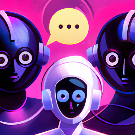 איור דיגיטלי של צ'טבוטים בצורת ראשים רובוטיים המספקים תמיכת לקוחות.